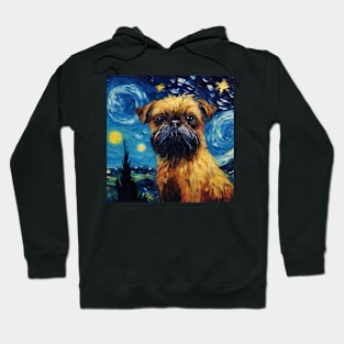 Brussels Griffon dog painting in Starry Night style Hoodie